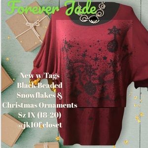🌲NWT FOREVER JADE 1X 🎅BLACK BEADED CHRISTMAS ORNAMENTS TOP